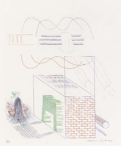 The buzzing of the blue guitar, from The Blue Guitar (S.A.C. 206) by David Hockney, 1976-1977