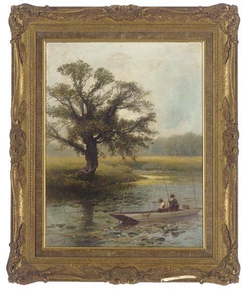 Artwork by Paul H. Ellis, A peaceful summer's afternoon on the river, Made of oil on canvas
