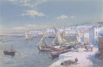 On the waterfront at Naples - Charles Edmund Rowbotham