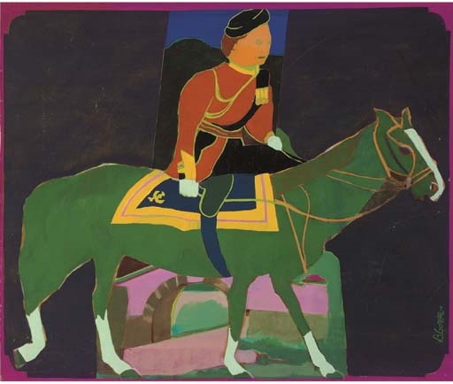 La Reina Isabel se pasea por el puente de Boyala by Beatriz González, 1968