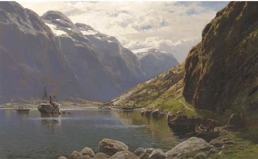 By Gudvangen am Naerofjord: a Norwegian fjord by Karl Paul Themistocles von Eckenbrecher, 1912