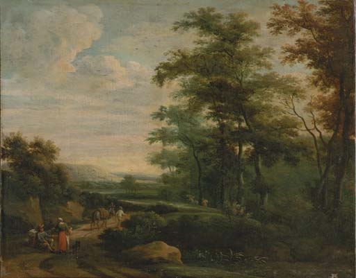 Travelers on a path by Martinus de la Court