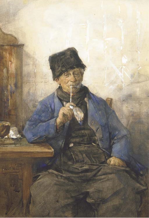 Hobbe Smith | A Volendam fisherman smoking a pipe | MutualArt