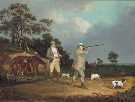 Abraham Cooper | Gentleman shooting partridge, with pointers in a ...