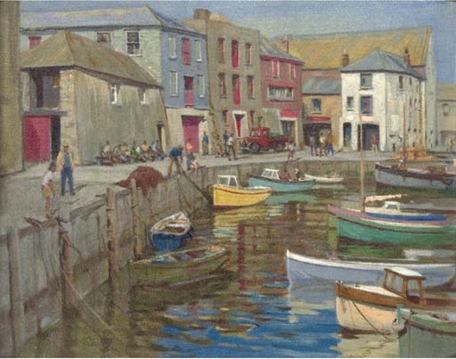Artwork by Cyril Lavenstein, Mevagissey, Made of oil on board
