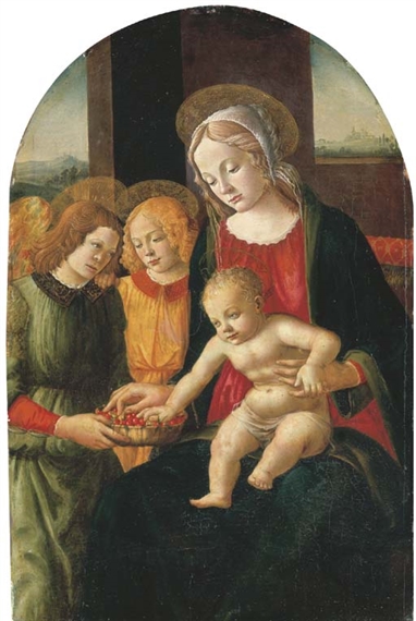 The Madonna and Child with angels, a landscape beyond by Davide Ghirlandaio