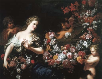 Flora with cherubs and garlands of flowers - Gaspar Peeter de Verbruggen the Younger