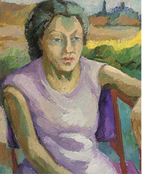 Jeune femme à la robe mauve by Maria-Mela Muter
