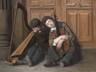 The slumbering street musicians - P. Clement