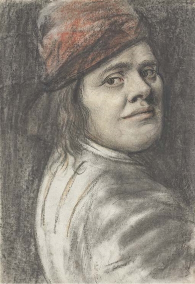 Portrait d'homme à mi-corps portant un chapeau by Nicolas Lagneau