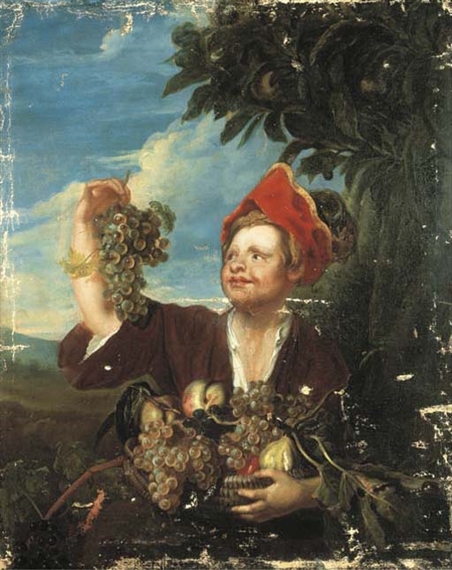 Garçon cueillant des grappes de raisins by Stefano Camogli