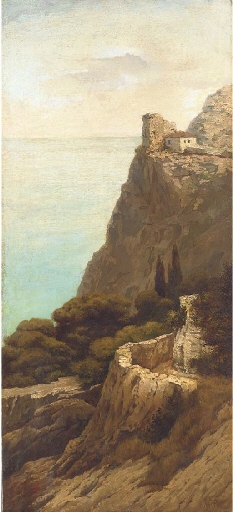 Artwork by Lev Felixovich Lagorio, Cliff-top dwelling, Made of oil on canvas