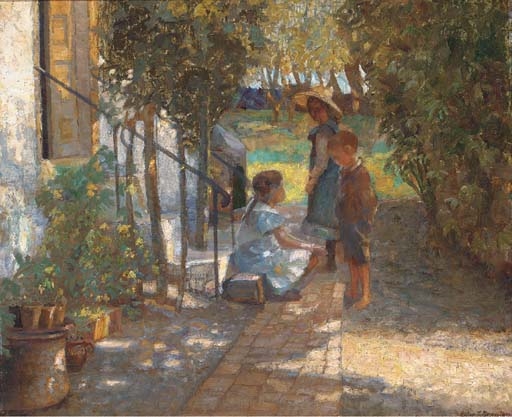 Artwork by Eiler Sørensen, On the doorstep, Made of oil on canvas