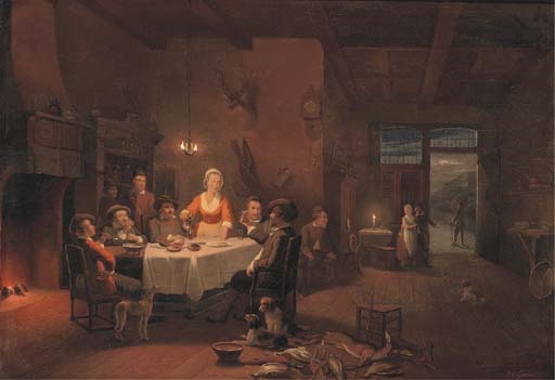 Dinner after the hunt by Pieter Geerard Sjamaar
