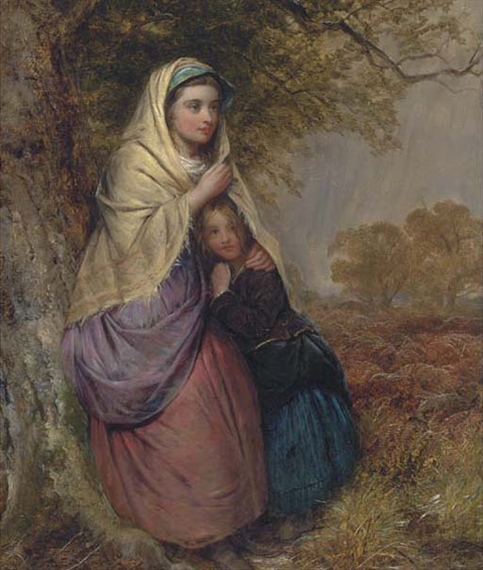 Sheltering from the rain by Edward John Cobbett