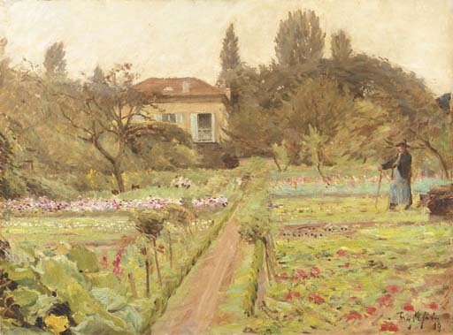 In the kitchen-garden by Fritz Rhein, 1919