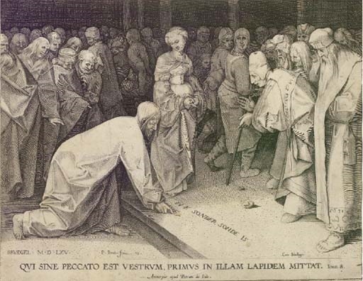 Christ and the Adultress (Bastelaer, Holl. 111) by Pieter Brueghel the Elder, 1579