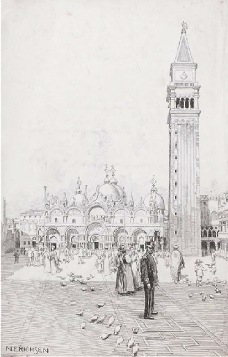 View of the Campanile and Piazza san Marco, Vencie by Nelly Erichsen