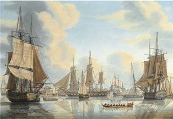 The Batavian fleet under Vice-Admiral Carel Hendrik Verhuell at Flushing - Engel Hoogerheyden