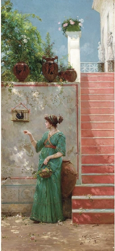 Artwork by Edoardo Ettore Forti, A New Friend, Made of oil on canvas