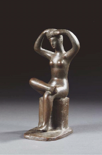 Femme assise arrangeant sa coiffure by George Grard, before 1942