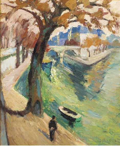 Promeneur au bord du Rhône by Maria-Mela Muter
