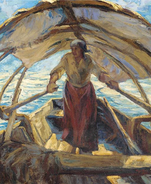 Artwork by Alfeo Argentieri, The fisherwoman, Made of oil on canvas
