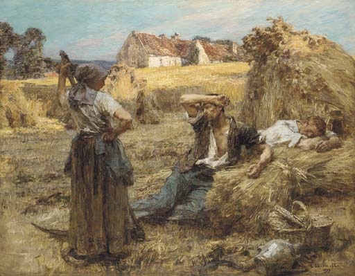 Artwork by Léon-Augustin L'Hermitte, Le Réveil du Faucheur, Made of oil on canvas