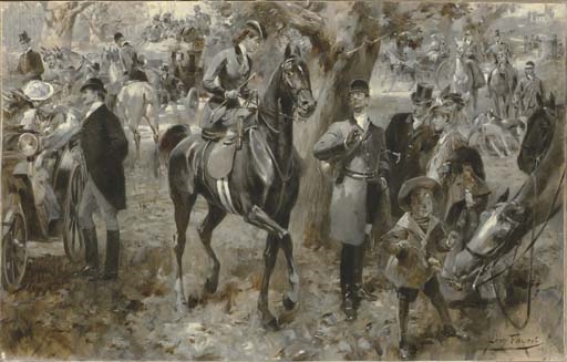 Retour de Chasse à Cour by Jean Joseph Léon Fauret, 1906