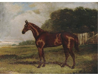 A chestnut mare in a landscape - T.R. Hart