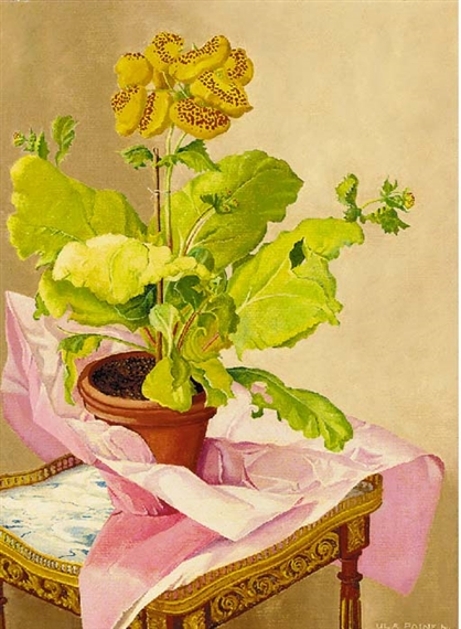 Potted Plant with pink Paper by Ula Paine, 1964