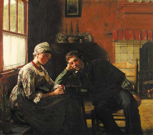 Artwork by Ferdinand Fagerlin, A token of love, Made of oil on canvas