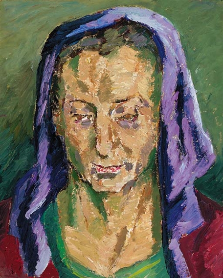 Femme au foulard violet