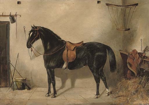 Artwork by J. Bell, Ears pricked, ready for master, Made of oil on canvas