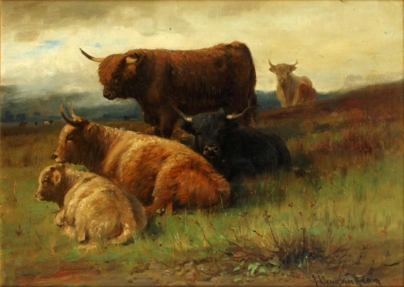 Highland Cattle Resting by Joseph Denovan Adam