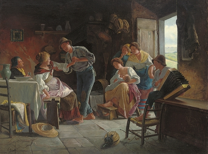 Artwork by F. Giesser, The next dance, Made of oil on canvas