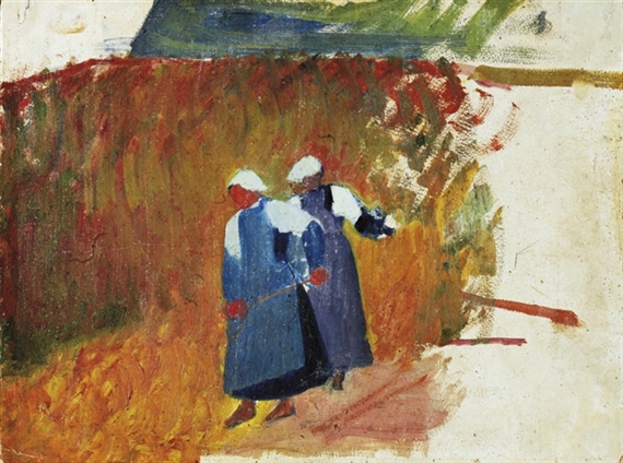 Bretonnes travaillant dans un champ by Meyer Isaac de Haan