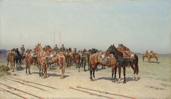 His Majesty's Life-Guard Cossack Regiment on manoeuvres by Ivan Pranishnikoff, 1888