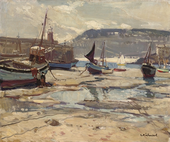 St Ives Harbour at Low Tide by Leonard Richmond