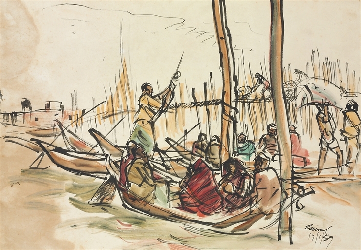 Artwork by Zainul Abedin, Untitled, Made of watercolor on paper