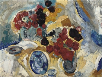 A still life with red flowers - Jaap Weyand