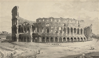 A procession approaching the Colosseum, Rome - Jean Duplessis-Bertaux