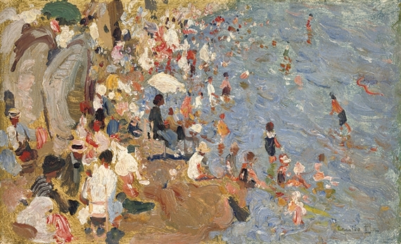 La playa: Figures on the beach by Cecilio Pla y Gallardo