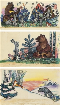 A group of eleven illustrations for the Khorovod book of Russian fairytales - Igor Ershov