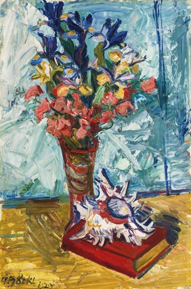 STILLLEBEN MIT MUSCHEL UND BUCH (STILL LIFE WITH SHELL AND BOOK) by Herbert Boeckl, 1929