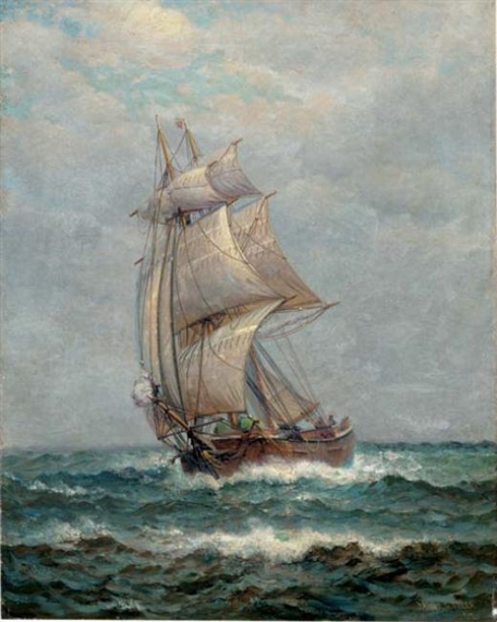 A fishing boat at sea by James Gale Tyler, 1907