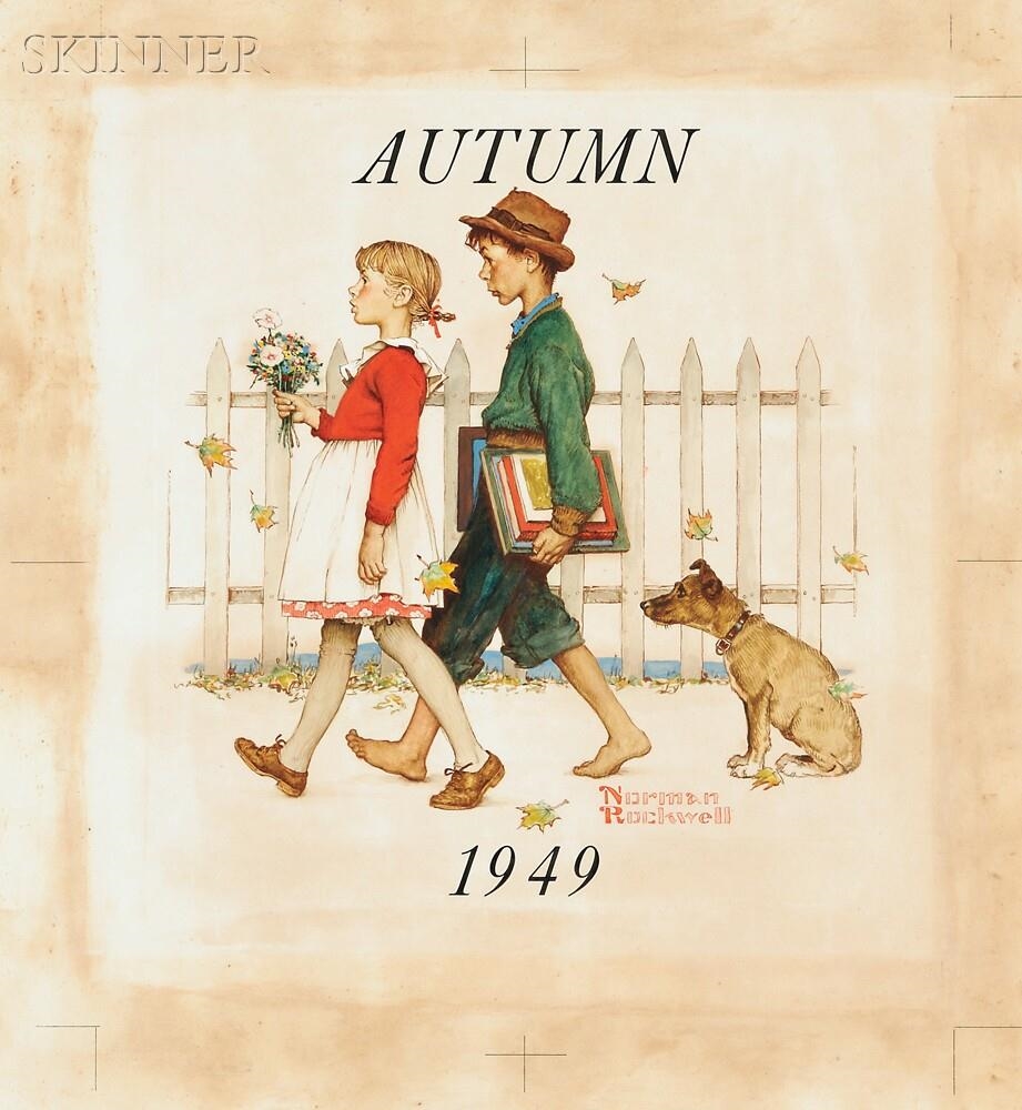 Norman Rockwell | Young Love: Walking to School (1949) | MutualArt