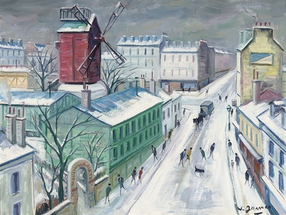 Willy Rochat | Le moulin de la galette sous la neige | MutualArt
