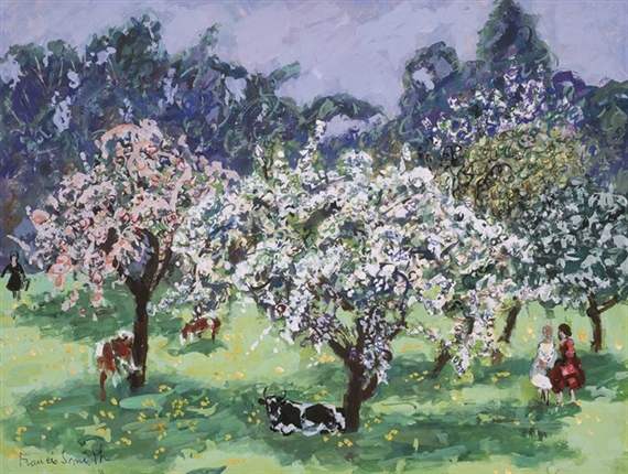 Vaches dans le verger de La Grande-Cour, Honfleur