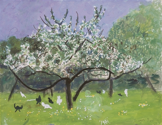 Poules dans le verger de La Grande-Cour, Honfleur